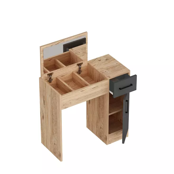 Sminkbord Hanah Home Inci Furu Antracit Spånskiva 77x108,8x37,3 cm - Toalettbord - 8684282529187 - 1