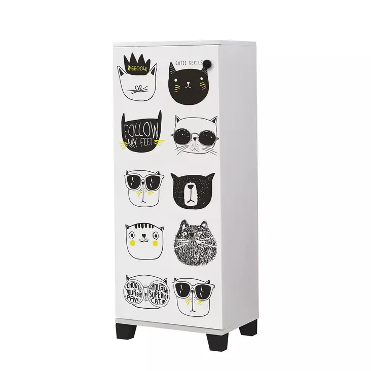 Skoskåp Hanah Home Filinta Cats Vit Spånskiva 50x127x38 cm - Skoskåp - 8682870114647 - 1