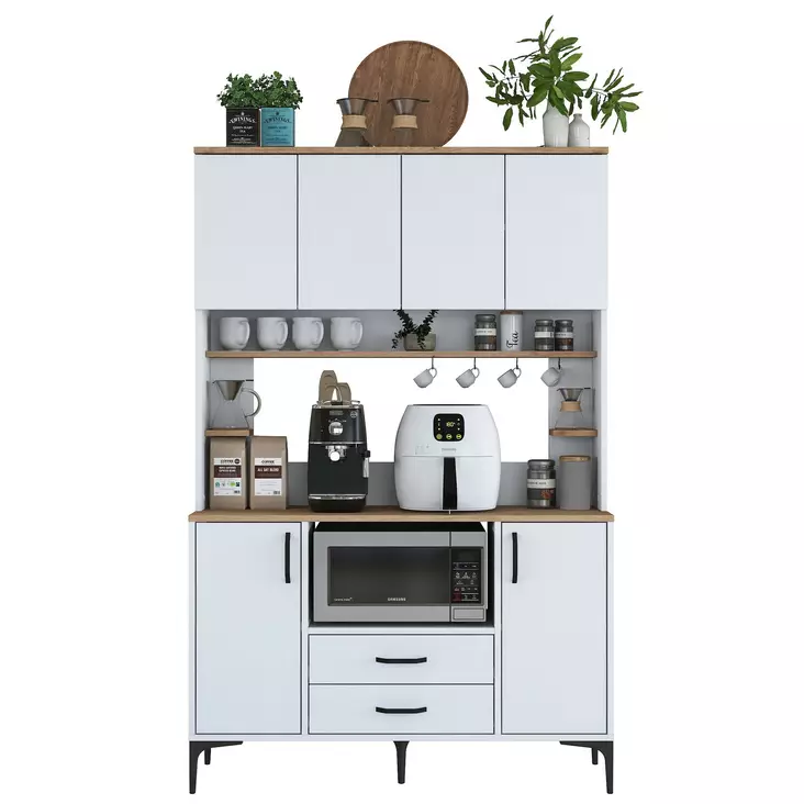 Förvaringsskåp Hanah Home JE168 Vit Valnöt Spånskiva 120x184,2x40 cm - Skåp och byråer - 8684283108787 - 1