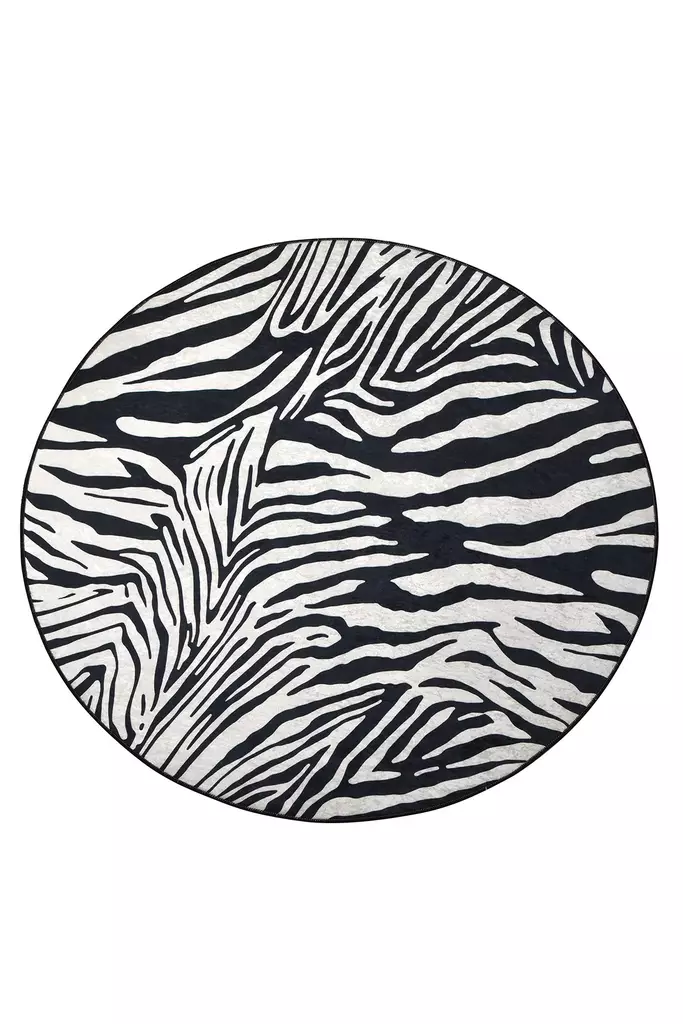 Matta Conceptum Zebra Flerfärgad Polyester 100x100 cm - Runda mattor - 8681875589467 - 1
