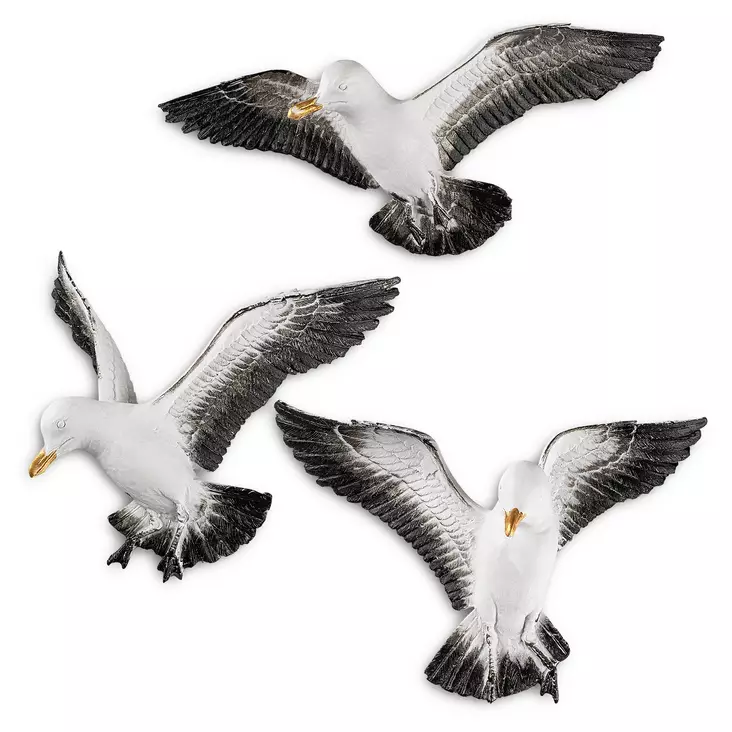 Dekorativ Objekt Aberto Design Birds Flerfärgad Polyester 25x5x11 cm 20x4x17 cm 21x6x13 cm - Dekorationer, prydnadsföremål - 8684282136187 - 1