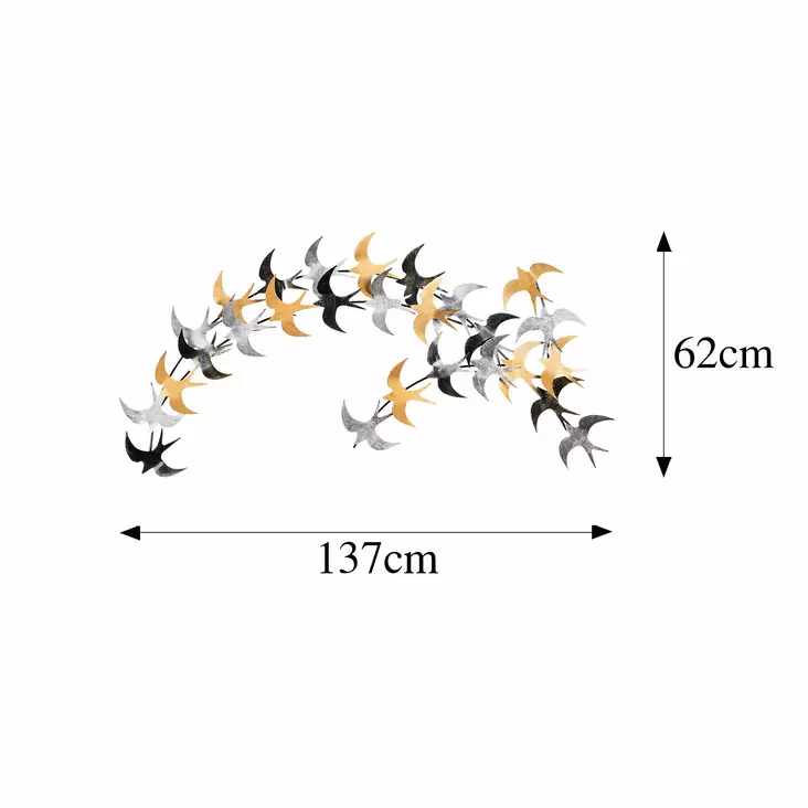 Väggdekor Metall Wallity Kirlangiç Flerfärgad Metall 137x62 cm - Dekorationer, prydnadsföremål - 8683342962957 - 1
