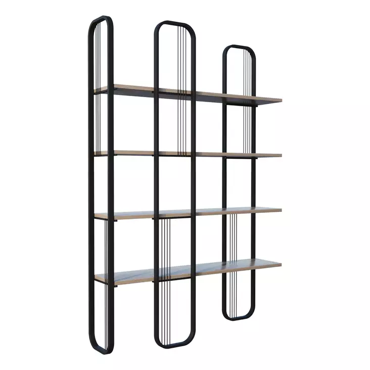 Bokhylla Hanah Home Sierra Svart Spånskiva 124x182x26 cm - Bokhyllor - 8684282989967 - 1