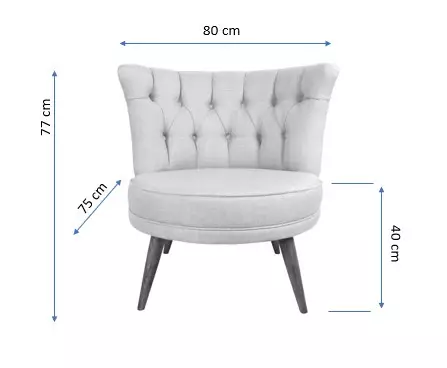 Öronlappsfåtölj Atelier del Sofa Richland Grå Polyester 80x75x77 cm - Fåtöljer - 8681875763317 - 1