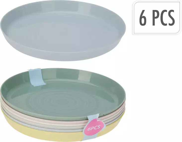 Tallrikset i pastellfärger, 6-pack, plast - Plastserviser - 8721037373227 - 1