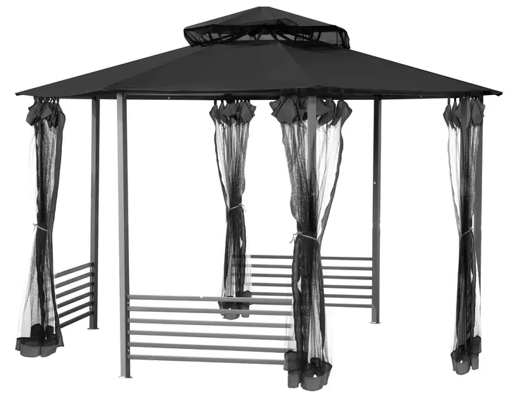 Paviljonki Hoogeven 8-kulmainen musta - Paviljonger och pergolor - 6410413147447 - 1