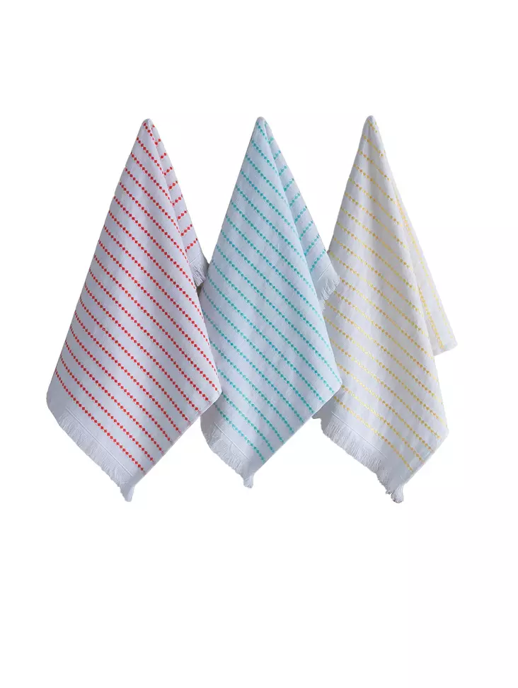 Tvätthandduksset (6 st), vit röd blå gul lila, 40 x 60 cm, mjuk, hållbar, lättskött - Handdukar - 8683742827887 - 1