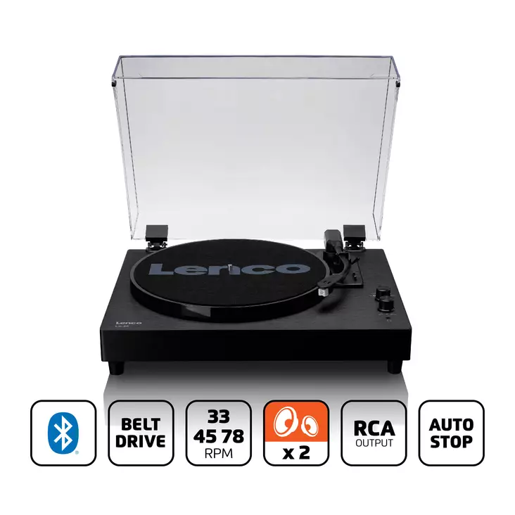 Skivspelare i trä med inbyggda högtalare och Bluetooth® - Skivspelare och nålar - 8711902090397 - 1