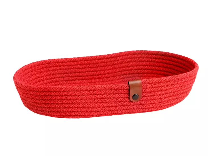 Brödkorgset i bomull (3 delar), röd, 12 x 22 x 5 cm, tålig, handgjord - Serveringsfat - 8683742916307 - 1