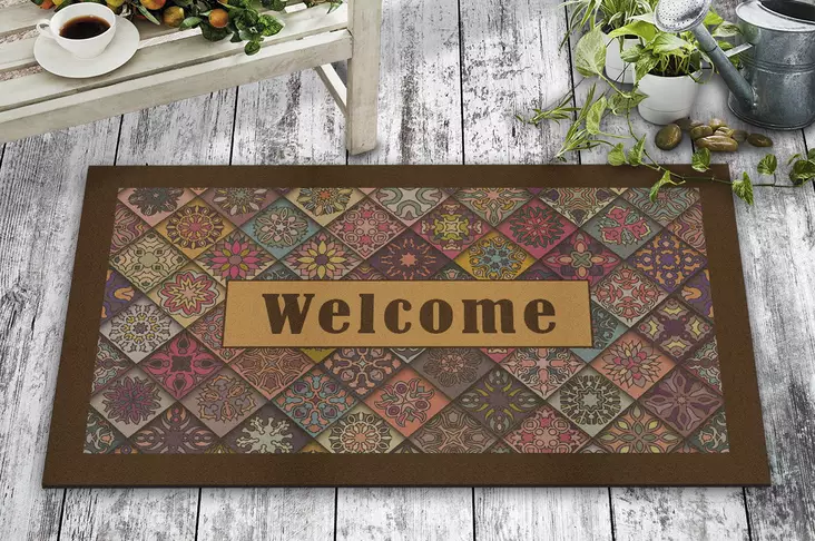 PVC-dörrmatta, flerfärgad, 45 x 70 cm, tålig, lätt att rengöra - Dörrmattor och skrapmattor - 8681875446517 - 1