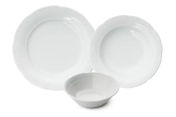 Matservis (18 delar), vit, 27 cm, 21 cm, 16 cm, hållbar, elegant, praktisk - Tallrikar - 8684282532637 - 1