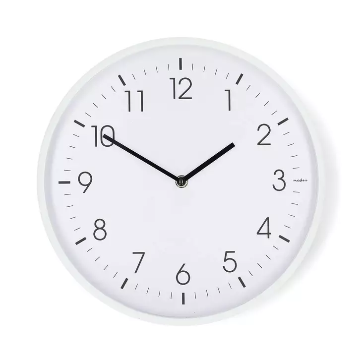 Väggklocka | Diameter: 300 mm | Plast | Tyst rörelse | Vit - Klockor - 5412810473977 - 1
