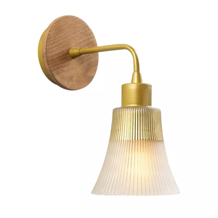 Vägglampa Opviq Foca Guld Järn Glas Hornbeam 13 x 28 cm - Tak- och vägglampor - 8681875576887 - 1