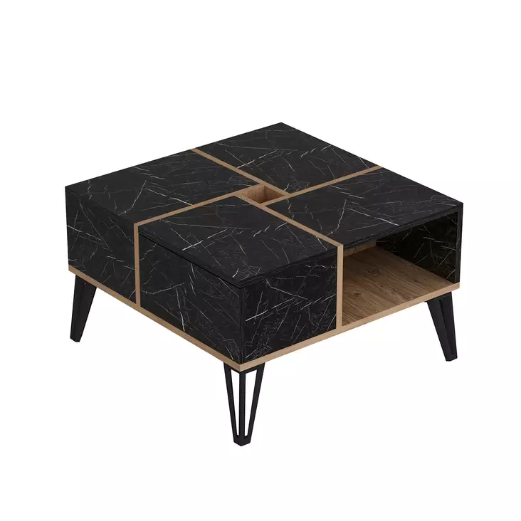 Soffbord Hanah Home Nirvana Svart Valnöt Vit Spånskiva 71,8x43,8x71,8 cm - Soffbord - 8683743945337 - 1