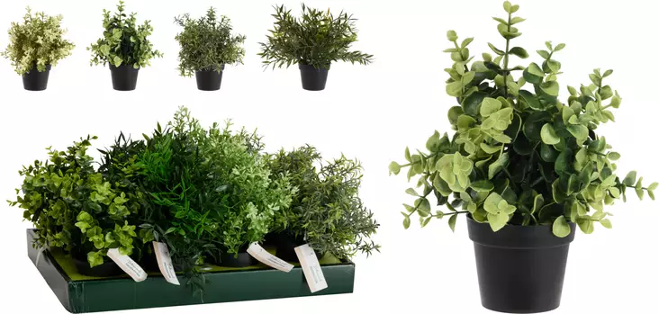 Konstväxt 23cm i svart kruka - Konstgjorda växter och plastblommor - 8719987729317 - 1