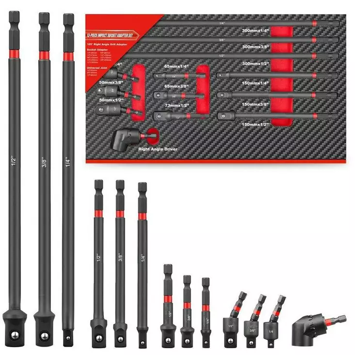 Timco 13-delars förlängningsarmssats för skruvmejsel - Skruvbits och hållare - 6438014392547 - 1