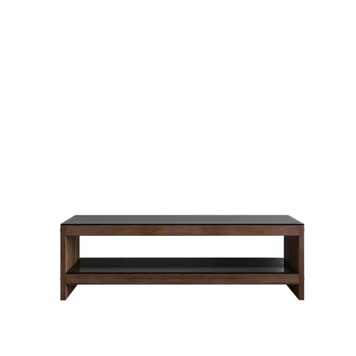 TV-bänk Hanah Home TV301 Valnöt Massiv Furu Härdat Glas 140x45x40 cm - TV-bänkar - 8681875832037 - 1