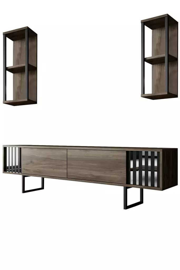 TV-bänk Hanah Home Chrome Line Valnöt Spånskiva 180x30x48 cm - TV-bänkar - 8683742126157 - 1