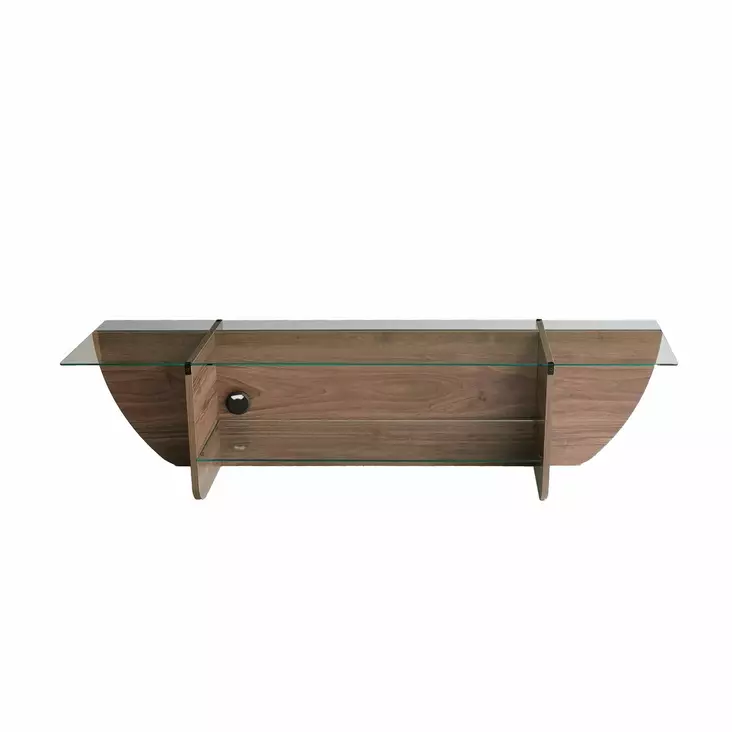 TV-bänk Hanah Home Lily TV Valnöt Spånskiva Härdat Glas 158x40x35 cm - TV-bänkar - 8683342979177 - 1