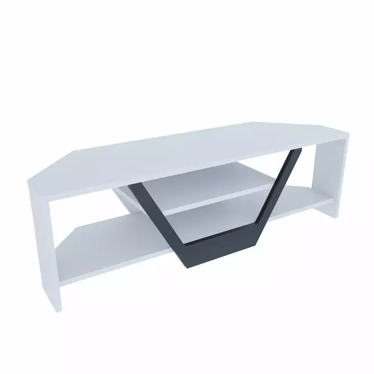 TV-bänk Hanah Home Sares Vit Svart Spånskiva 120x35x36,8 cm - TV-bänkar - 8683743121717 - 1