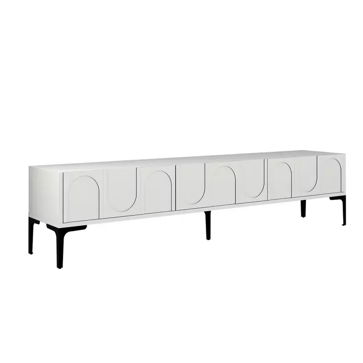 TV-bänk Hanah Home Lyon 42 Vit Svart Spånskiva 180x42x35 cm - TV-bänkar - 8684282640547 - 1