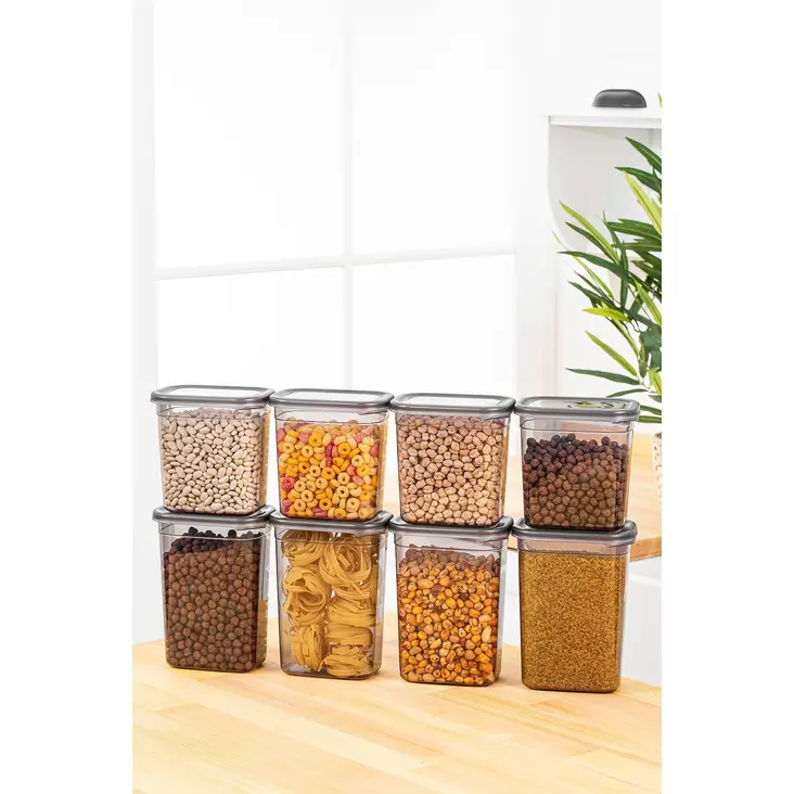 Förvaringslåda Set Hermia Antracit Plast 8 Delar - Matlådor och matförvaringsbehållare - 8683742868897 - 1