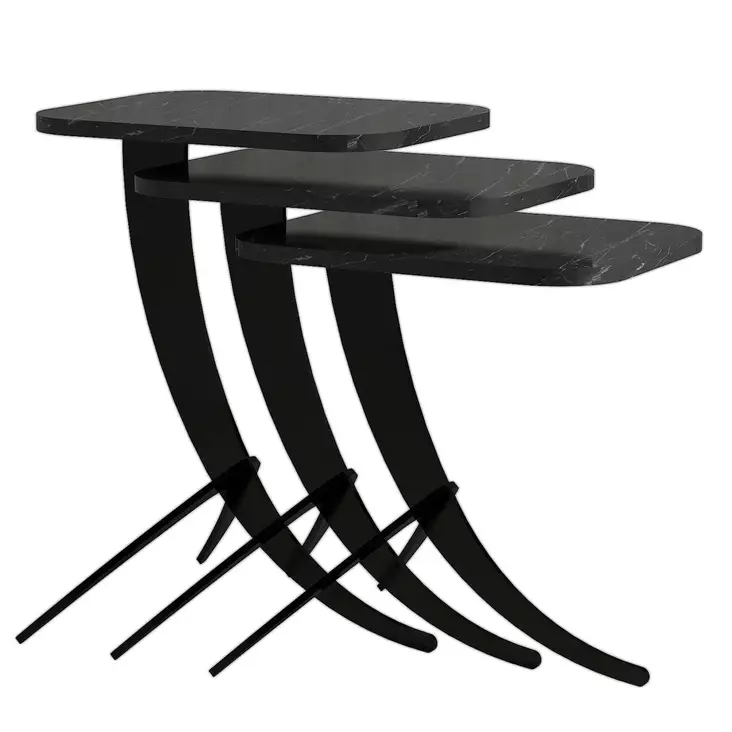 Nestingbord Hanah Home Pion Svart Spånskiva 35x45x60 cm 35x45x54,5 cm 35x45x48,5 cm - Bord - 8681875828207 - 1