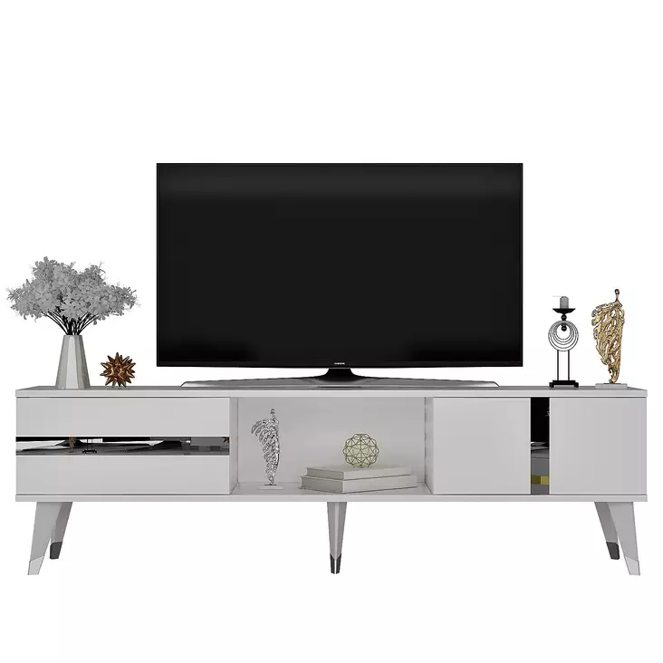 TV-bänk Hanah Home Vania Vit Silver Spånskiva 150x29,6x50 cm - TV-bänkar - 8683742035077 - 1