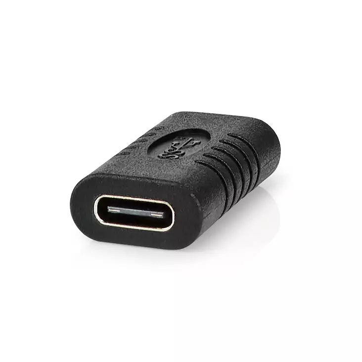 USB-C Adapter | USB 3.2 Gen 2 | USB-C Hona | USB-C Hona | 4K@60Hz | 10 Gbps | Rund | Nickelplaterad | Svart | Låda - Dator och nätverk - 5412810422197 - 1