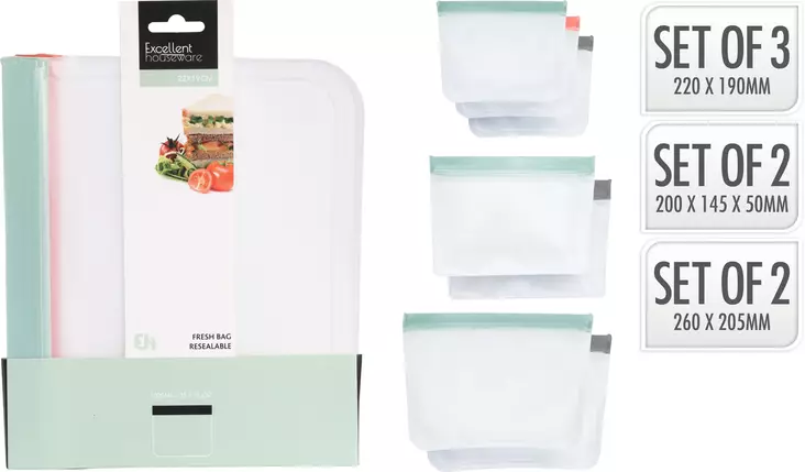 Återanvändbara ziplock-påsar i PEVA för matförvaring - Matlådor och matförvaringsbehållare - 8721037337267 - 1