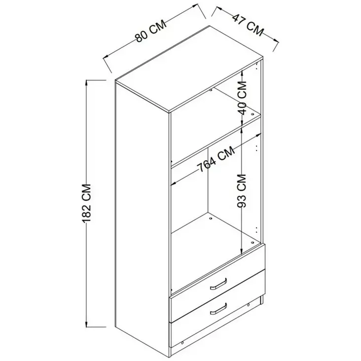 Garderob Hanah Home Yaman 1600 042 Vit Spånskiva 80x182x47 cm - Garderober - 8684282617747 - 1
