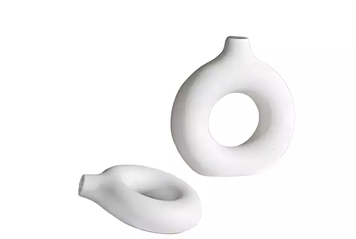 Vas Set Aberto Design Iskandinav Halka Vit Keramik 15x4x20 cm 15x4x16 cm - Hängande blomkrukor och vaser - 8684282698227 - 1
