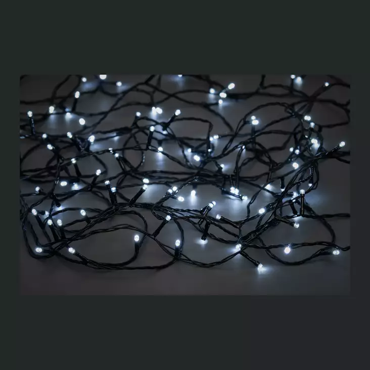 Valoketju 360 LED valkoinen musta johto Finnlumor - Pitkä valosarja valkoisella valolla (3800K) ja mustalla johdolla, IP44 - Ljusslingor - 6410416523057 - 1