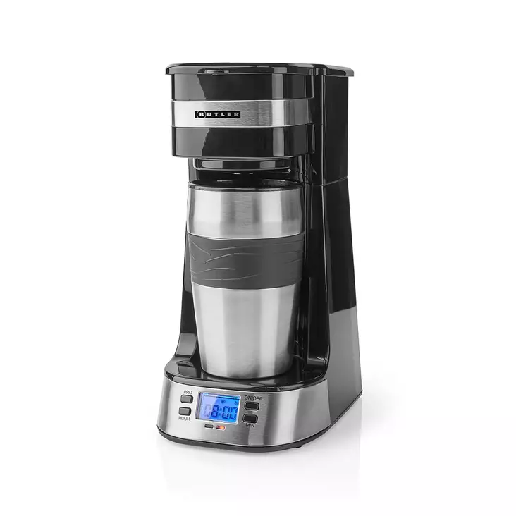 Kaffebryggare för en portion | 0,4 l | 750 W | Timerfunktion | Isolerad resemugg | Automatisk avstängning | LCD-display | Svart - Kaffebryggare och vattenkokare - 8711902090137 - 1