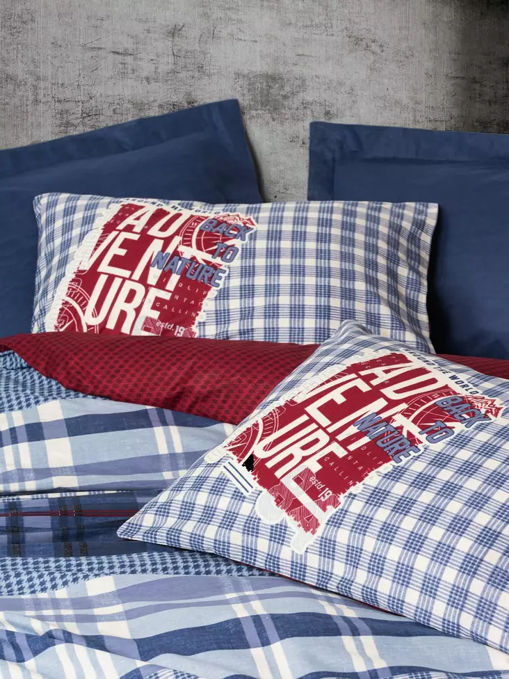 Påslakanset Ranforce för enkelsäng, mörkblått, 160 x 220 cm, mjukt, hållbart - Lakan och örngott - 8684283402977 - 1