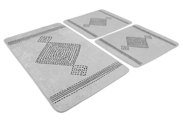 Badrumsmatta Set Mijölnir Flerfärgad 100% Polyester Antibakteriell Halkfri 50x60 cm & 60x100 cm - Badrumsmattor och våtrumsmattor - 8683342801577 - 1