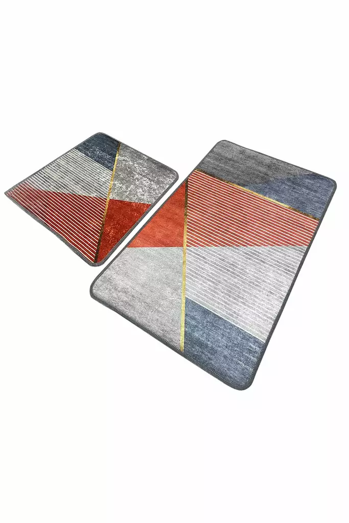 Badrumsmatta Set Mijölnir Flerfärgad 100% Polyester Digitaltryck Halkfri 50x60 cm & 60x100 cm - Badrumsmattor och våtrumsmattor - 8683743316557 - 1