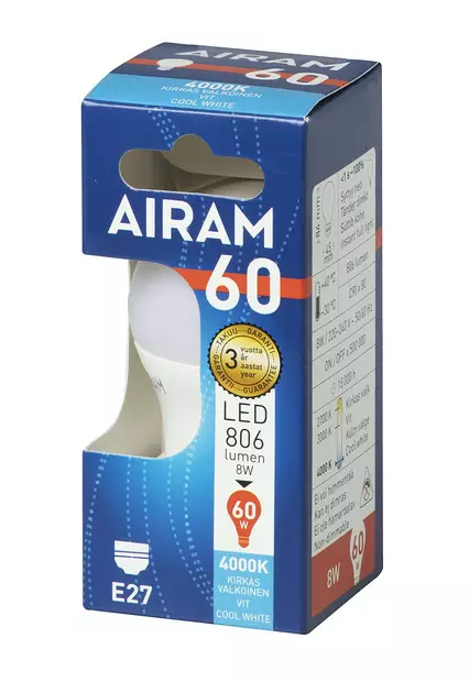 Airam led koristelamppu 8w 4000k  E27 myyntipakkaus - Lampor och lysrör - 6435200242488 - 2