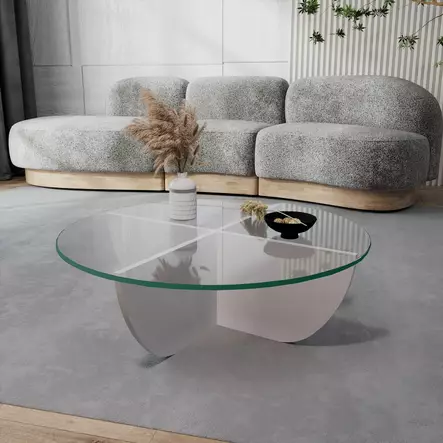 Soffbord Hanah Home Lily Vit Härdat Glas Spånskiva 90x30x90 cm - Soffbord - 8683342746878 - 1