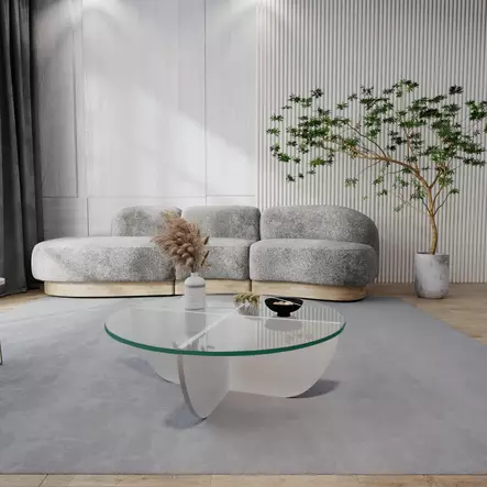Soffbord Hanah Home Lily Vit Härdat Glas Spånskiva 90x30x90 cm - Soffbord - 8683342746878 - 2