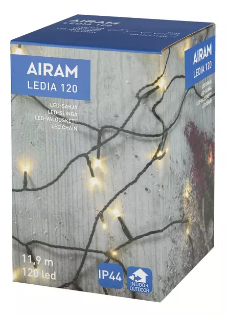 Ledia 120 l=C3=A4mmin valk, tumma johto ip44 - Dekorationsljus - 6435200249418 - 2