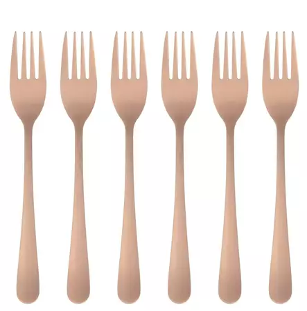 Leivoshaarukka 6 kpl Ruusukulta-1 - Bestick och serveringsredskap - 6410413105478 - 1