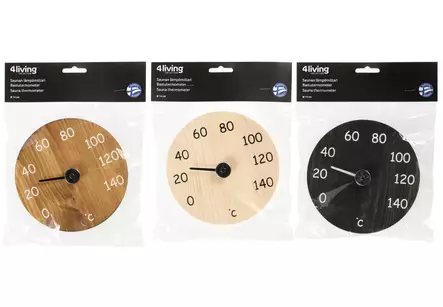 Saunan l=C3=A4mp=C3=B6mittari puinen py=C3=B6re=C3=A4 - Bastutextilier och bastutillbehör - 6410412530998 - 1