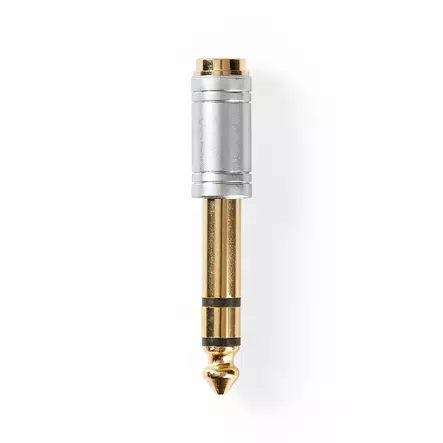 Stereo Audio Adapter | 6.35 mm Hane | 3.5 mm Hona | Guldplaterad | Rak | Metall | Silver | 1 st. | Låda - Ljudadaptrar - 5412810314058 - 1