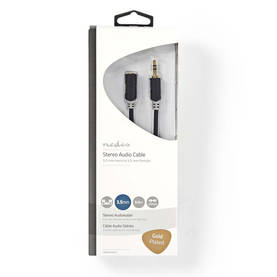 Stereoljudkabel | 3.5 mm Hane | 3.5 mm Hona | Guldplaterad | 5.00 m | Rund | Antracit | Låda - Ljudkablar - 5412810264988 - 2