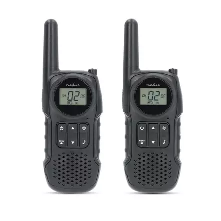 Walkie-talkie Set | 2 handenheter | Upp till 10 km | Frekvens kanaler: 8 | PTT / VOX | Upp till 3 timmar | Hörlursuttag | Svart - Walkie-talkies och megafoner - 5412810448838 - 1