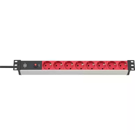 Alu-Line 8-vägs 19" Uttag för kopplingsdosor PG Plug 2,00 m Svart/Röd C14 - Förlängningskablar - 4007123662708 - 1