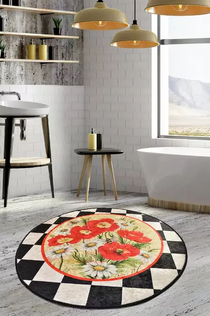 Badrumsmatta Mijölnir Flerfärgad 100% Polyester Antibakteriell Halkfri 100 cm - Badrumsmattor och våtrumsmattor - 8681875665628 - 2