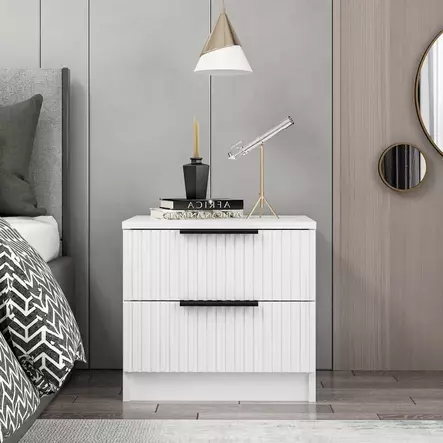 Sängbord Hanah Home Kale Plus Vit Spånskiva 50x47x40 cm - Nattduksbord - 8683742567318 - 1