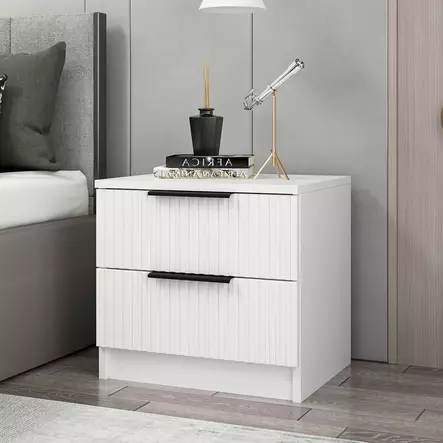 Sängbord Hanah Home Kale Plus Vit Spånskiva 50x47x40 cm - Nattduksbord - 8683742567318 - 2